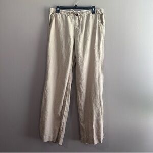 Old Navy 100% Linen Mid-Rise Wide Leg Pants Womens 8 Coastal Y2K Beachy Summer